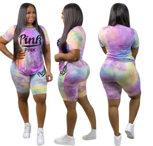 2021 New Tie Dye Letter Printed Plus Size Woman Clothing Casual Top Shorts Two Piece Short Sets Summer Women Outfits 2 Piece Set
2021 New Tie Dye Letter Printed Plus Size Woman Clothing Casual Top Shorts Two Piece Short Sets Summer Women Outfits 2 Piece Set