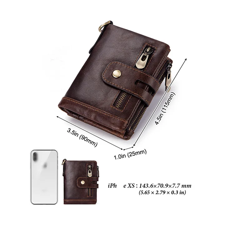 #AZB097 Factory Ready to Ship Vintage Genuine Leather Men Bifold Wallet Double Zippers Wallet With Removable Coin Purse Chain
#AZB097 Factory Ready to Ship Vintage Genuine Leather Men Bifold Wallet Double Zippers Wallet With Removable Coin Purse Chain