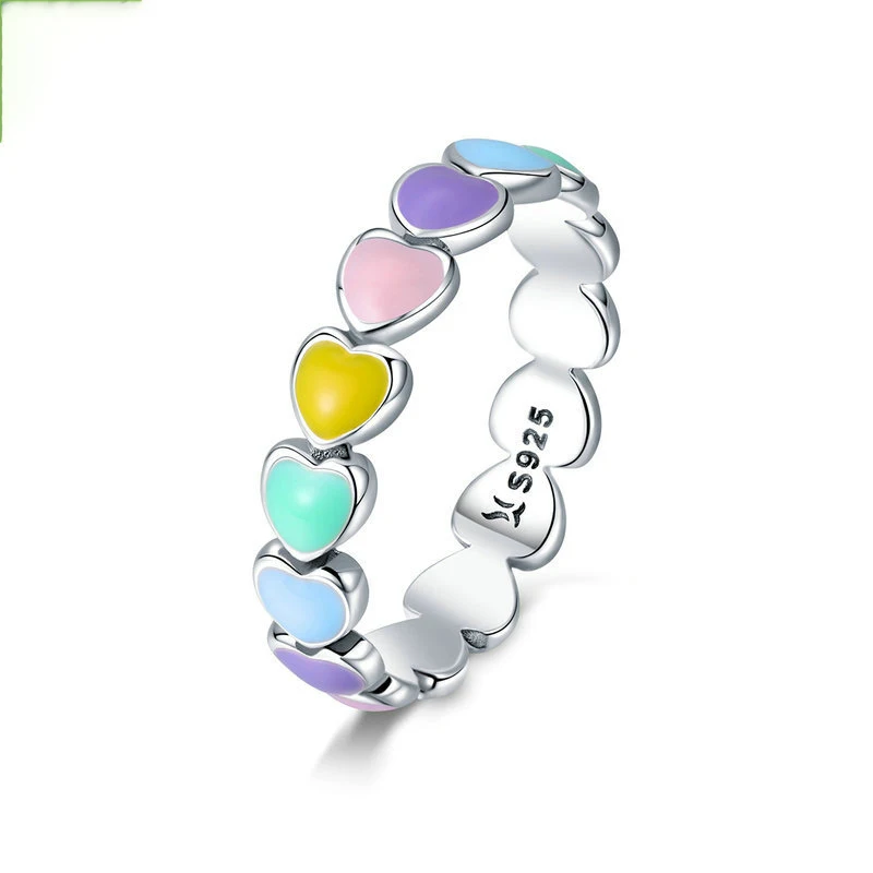 DY Self owned brand S925 pure silver heart-shaped ring oil dripping process color ring women ring
DY Self owned brand S925 pure silver heart-shaped ring oil dripping process color ring women ring