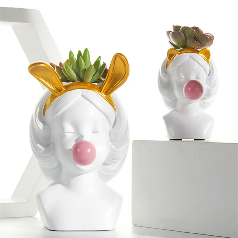 Large Size Resin vase Cute girl bubble gum Decoration home living room dining Decor vase flower pot hidroponic growing pot, Customized color
Large Size Resin vase Cute girl bubble gum Decoration home living room dining Decor vase flower pot hidroponic growing pot, Customized color