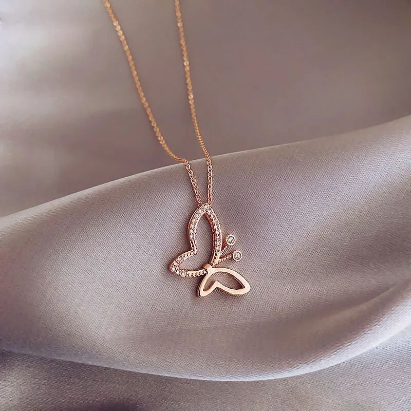 Women Wedding Jewelry Rose Gold Plated Butterfly Pendant Necklace Cubic Zirconia Butterfly Necklace
Women Wedding Jewelry Rose Gold Plated Butterfly Pendant Necklace Cubic Zirconia Butterfly Necklace