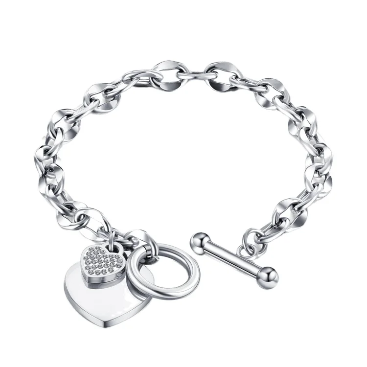 Personalized Stainless Steel Rose Gold Heart Charm Bracelet Engraved Name Minimalist Toggle Pendant For Women, Gold/silver/rose gold
Personalized Stainless Steel Rose Gold Heart Charm Bracelet Engraved Name Minimalist Toggle Pendant For Women, Gold/silver/rose gold