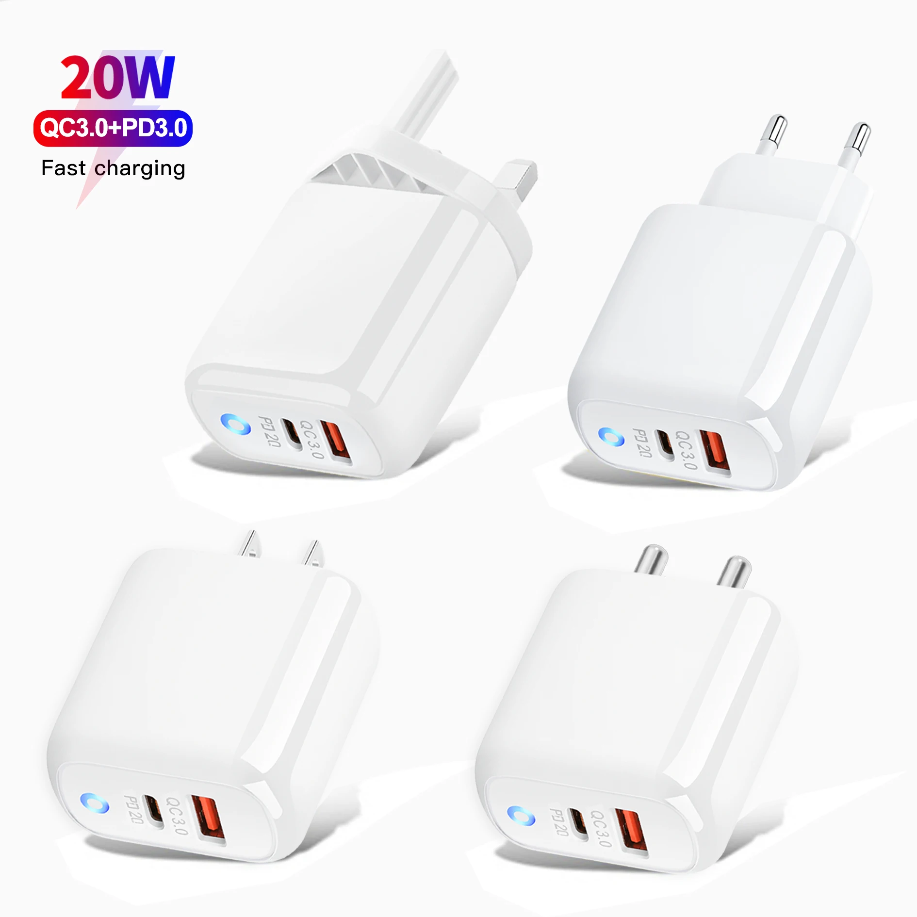 US EU Plug PD 20W Adapter charger PD+QC 3.0 Super Fast Charger Usb Wall Charger For IPhone 12/11
US EU Plug PD 20W Adapter charger PD+QC 3.0 Super Fast Charger Usb Wall Charger For IPhone 12/11