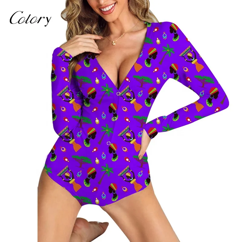 Colory Wholesale Custom Print Long Sleeve Bodysuit Sexy Women Jumpsuit Cartoon Romper Lady Pajama Onesie, Customized color
Colory Wholesale Custom Print Long Sleeve Bodysuit Sexy Women Jumpsuit Cartoon Romper Lady Pajama Onesie, Customized color