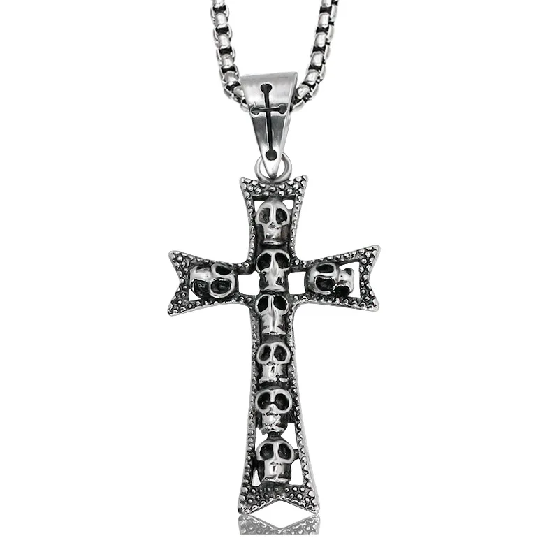 New Arrival Gothic Halloween Old Metal Clothes Accessory Long Punk Silver Skull Cross Pedant Necklace for Halloween Party
New Arrival Gothic Halloween Old Metal Clothes Accessory Long Punk Silver Skull Cross Pedant Necklace for Halloween Party