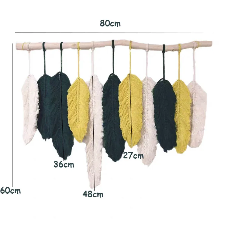 Macrame Wall Hanging Feather Boho Chic cotton rope macrame Decoration for Home Room Bedroom Decor, White/green/orange or customized
Macrame Wall Hanging Feather Boho Chic cotton rope macrame Decoration for Home Room Bedroom Decor, White/green/orange or customized
