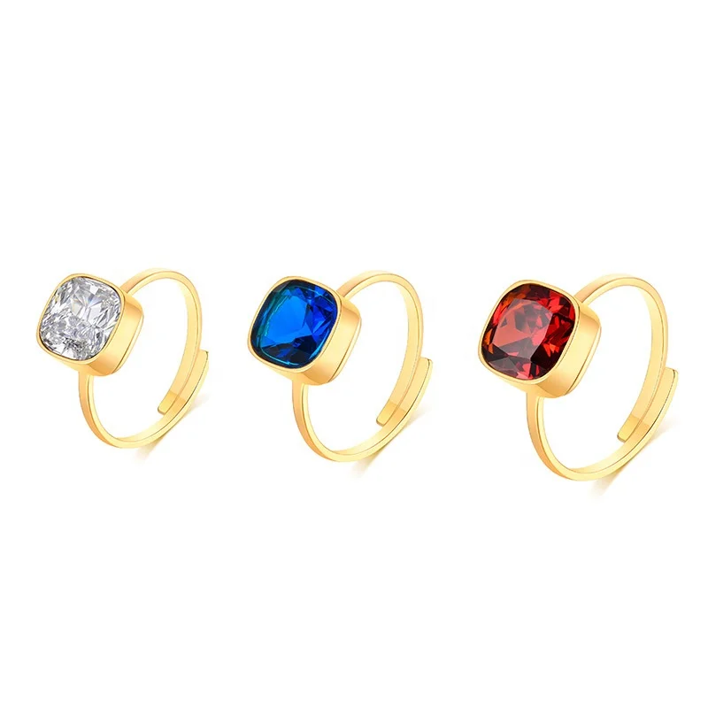 18K Gold Plated Stainless Steel Square Cubic Zirconia Dainty Style Ins Popular Adjustable Rings 
18K Gold Plated Stainless Steel Square Cubic Zirconia Dainty Style Ins Popular Adjustable Rings