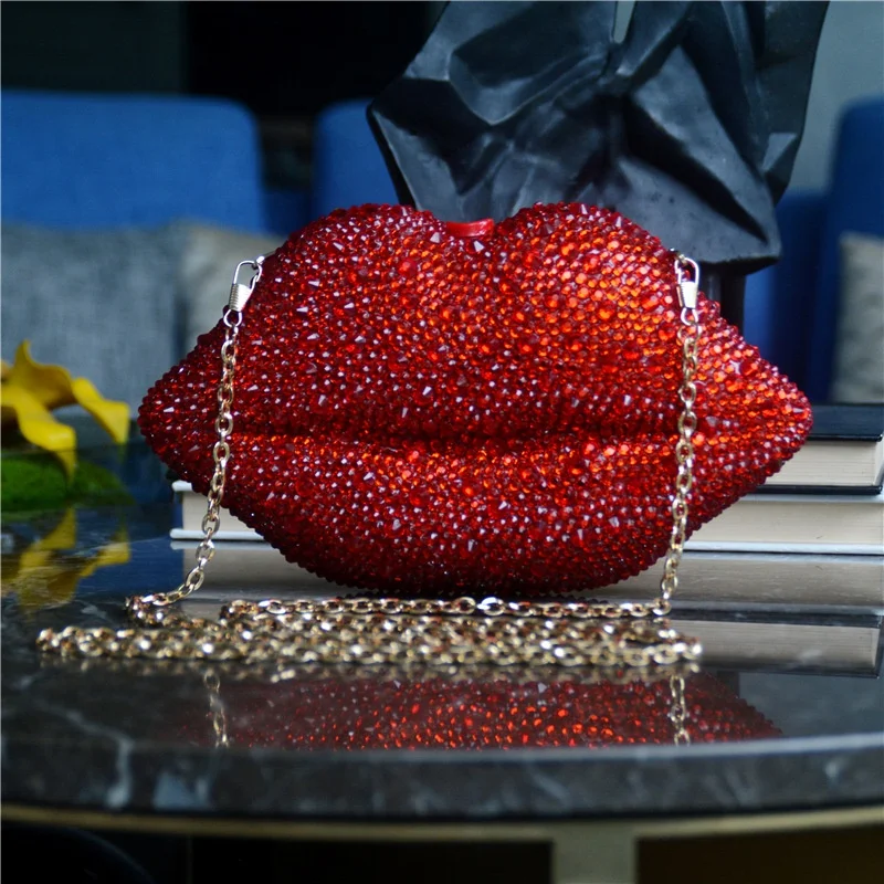 Iced Out Lip Shape Diamond Clutch Bag for Women Luxury Rhinestone Ladies Wedding Party Clutch Purse Crystal Evening Bags, Red
Iced Out Lip Shape Diamond Clutch Bag for Women Luxury Rhinestone Ladies Wedding Party Clutch Purse Crystal Evening Bags, Red