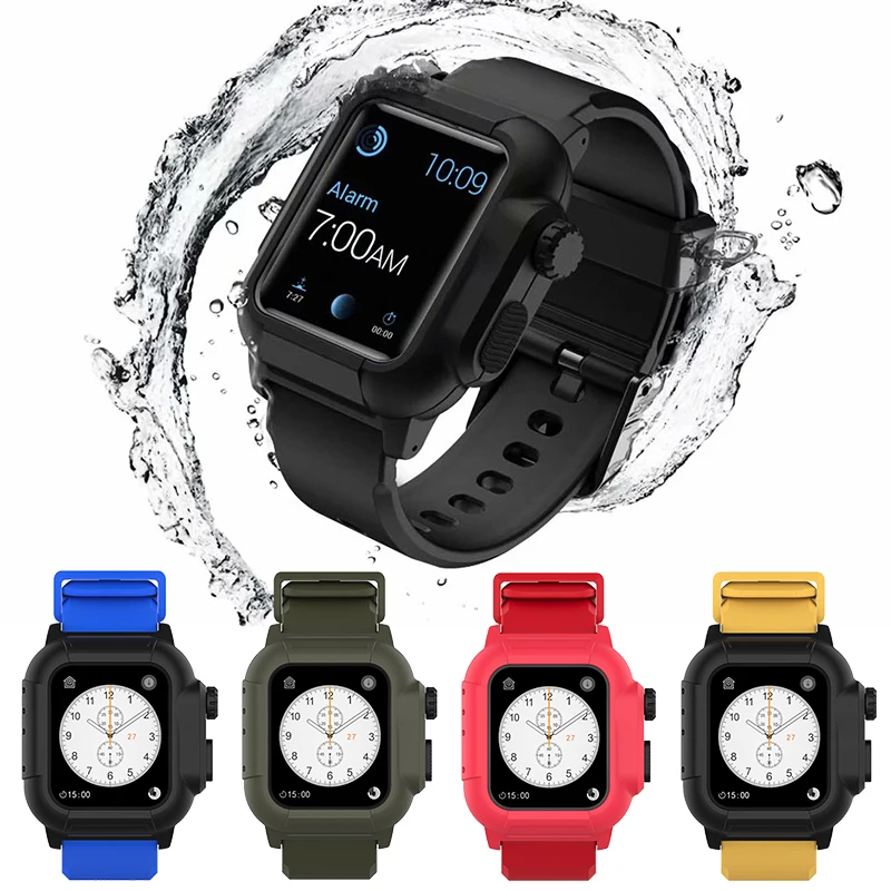 Soft Silicone Band Strap with Waterproof Case for Apple Watch SE Series 6 5 4 3 Cover 40mm 44mm 42mm Sport PC Protective Shell 
Soft Silicone Band Strap with Waterproof Case for Apple Watch SE Series 6 5 4 3 Cover 40mm 44mm 42mm Sport PC Protective Shell