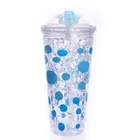 18oz double wall plastic cooling ice freezer gel cup custom printing water cup with pop up silicone straw