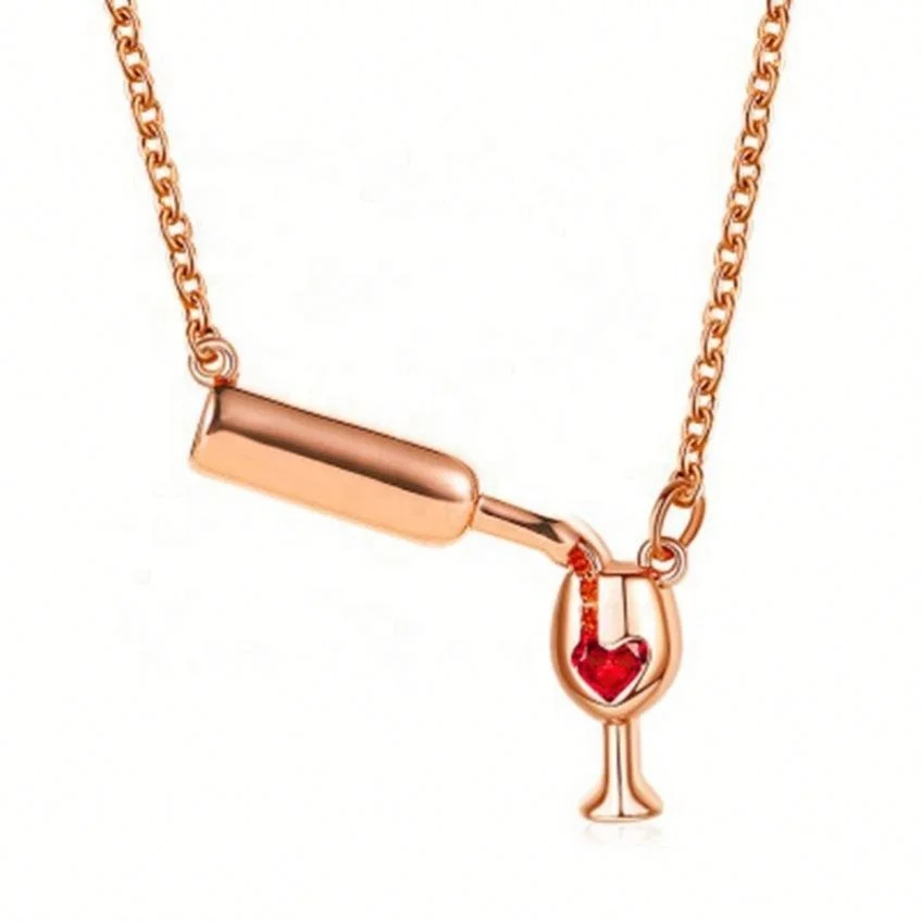 Wine Goblet Pendant Necklace Bottle Love Heart Diamond Pendant Necklace, Gold/rose gold/platinum
Wine Goblet Pendant Necklace Bottle Love Heart Diamond Pendant Necklace, Gold/rose gold/platinum