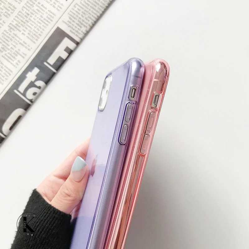 Transparent Colours TPU Phone Case For iPhone 11/12/X/XSMAX/XR/6/7/8Plus Silicone  Ultra Thin TPU Mobile phone Back Cover