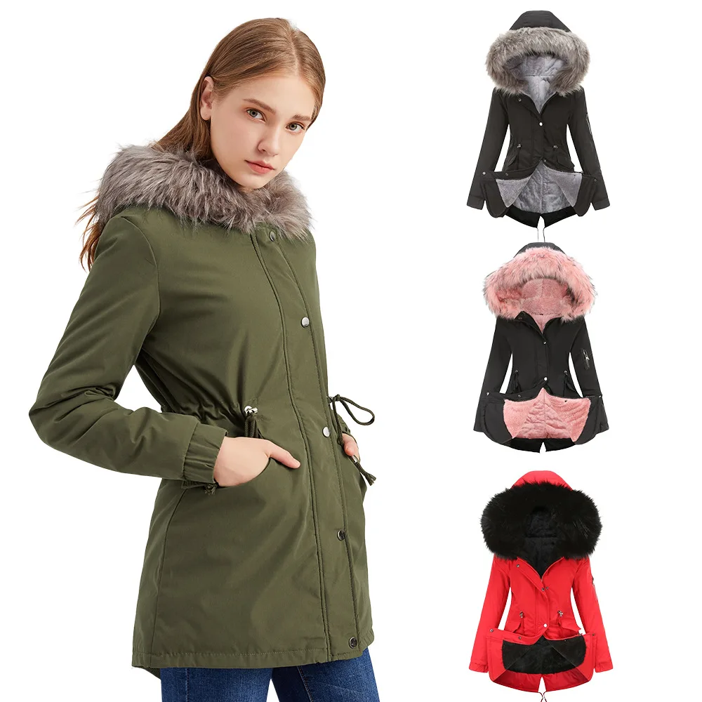 Thicken Coat Winter Women's Jacket Female Parkas Long Hooded Outerwear Winter Warm Plus Velvet Coat With Fur Collar Womenswear
Thicken Coat Winter Women's Jacket Female Parkas Long Hooded Outerwear Winter Warm Plus Velvet Coat With Fur Collar Womenswear