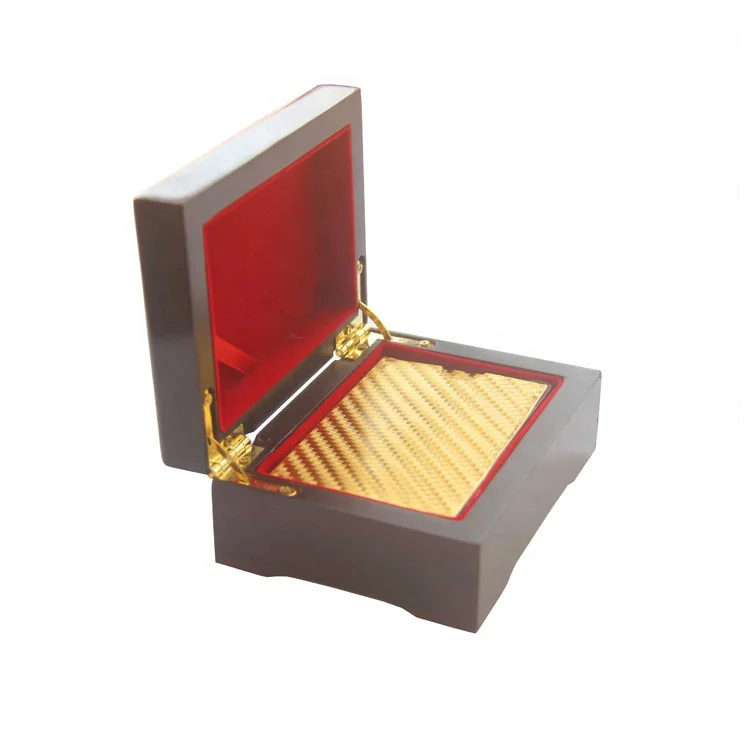 

Fan Shu High Quality Wooden Box Playing Game Card Plated 24K Gold Poker Card, Foil stamping and color printing
