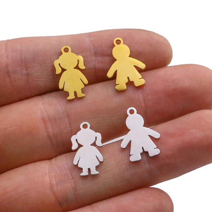High quality cheap wholesale fashion delicate stainless steel boy girl charms for necklace bracelet jewelry making
High quality cheap wholesale fashion delicate stainless steel boy girl charms for necklace bracelet jewelry making