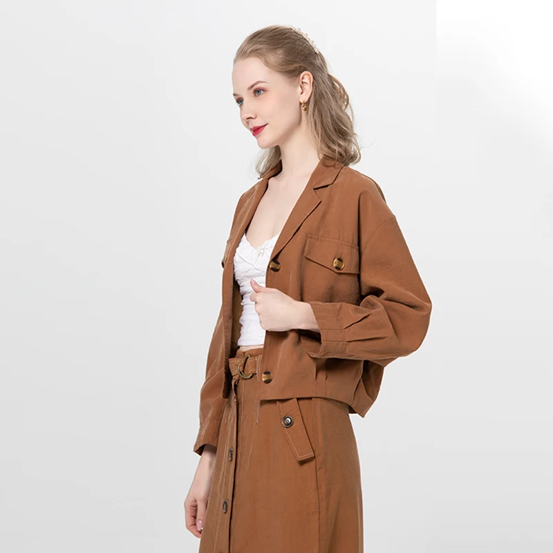 Ladies Clothing Long Sleeve Button Down Slim Fit Blazer Wear with Pockets for Women
Ladies Clothing Long Sleeve Button Down Slim Fit Blazer Wear with Pockets for Women