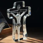 Catholic Religious Desk Decoration Jesus Crystal Cross Figurines