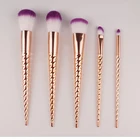 Hot Selling Private Label 5 Piece Synthetic Hair White and Purple Color cow Handle Makeup Brush Set