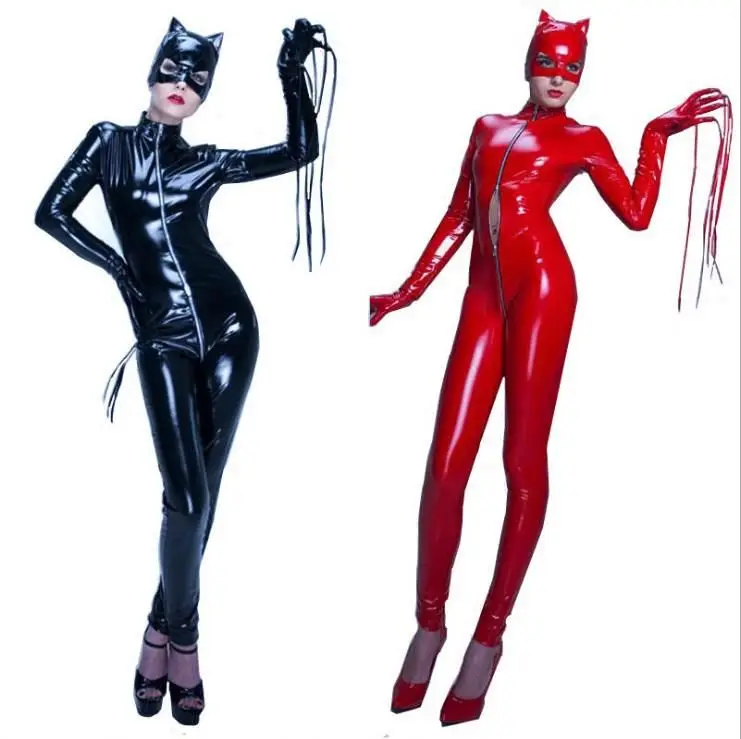 Women's Cosplay PVC Catsuit Bodysuit Halloween costume stripper fancy PU Vinyl Shinny Catsuit Catwomen Zentai DS Clubwear, Red black
Women's Cosplay PVC Catsuit Bodysuit Halloween costume stripper fancy PU Vinyl Shinny Catsuit Catwomen Zentai DS Clubwear, Red black