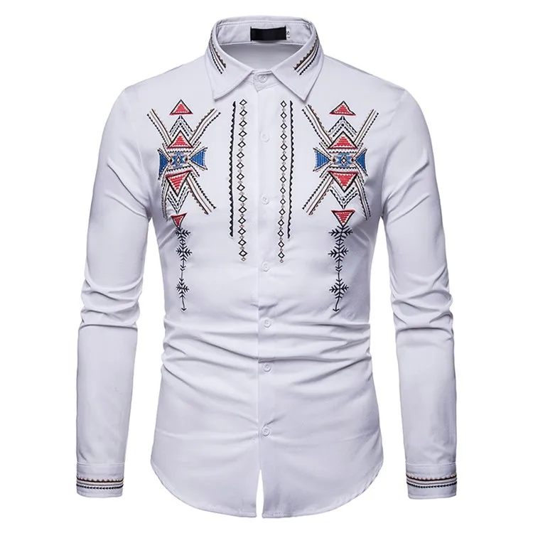 

Custom made mens polyester blended cotton long sleeve western style embroidery cowboy shirt, Custom color
