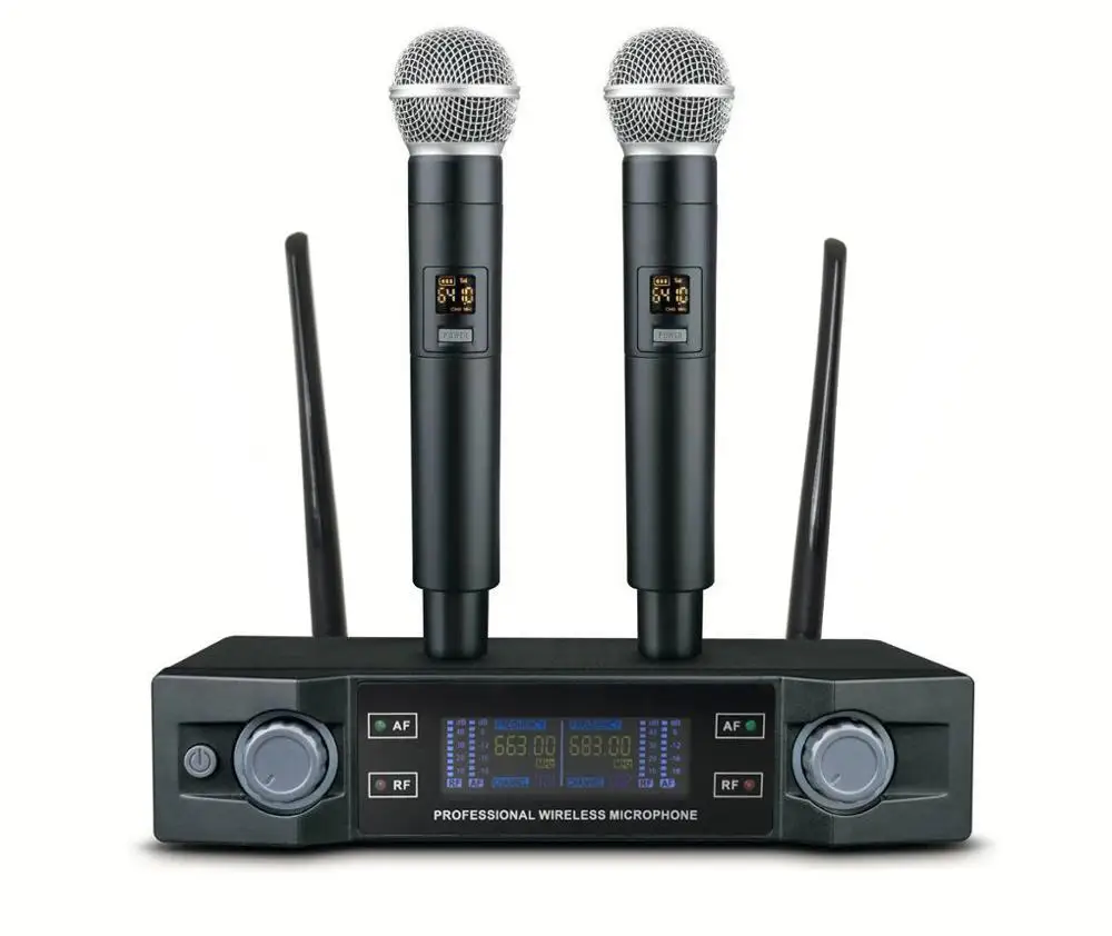 High Quality Professional Dual Channel Wireless Microphone System stage performance two wireless microphone Ktv singing mic
High Quality Professional Dual Channel Wireless Microphone System stage performance two wireless microphone Ktv singing mic