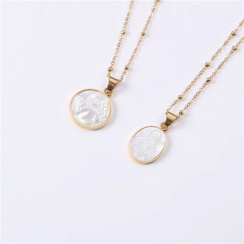Joolim Jewelry 18K Gold Plated Cowry Angel & Jesus Round Card Pendant Clavicle Necklace Stainless Steel Jewelry Wholesale
Joolim Jewelry 18K Gold Plated Cowry Angel & Jesus Round Card Pendant Clavicle Necklace Stainless Steel Jewelry Wholesale
