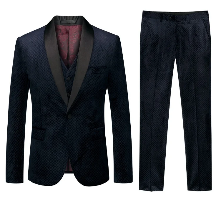 2022 Dark Blue Wave Men's Suit Three-piece Court Dinner Men's Suit Dress Business Casual Party Men's Suits
2022 Dark Blue Wave Men's Suit Three-piece Court Dinner Men's Suit Dress Business Casual Party Men's Suits