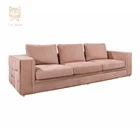 Wood Frame Italian Style Modern Design Fabric Sofa Set Pink High Luxurious Fabric Sofa Postmodern Furniture