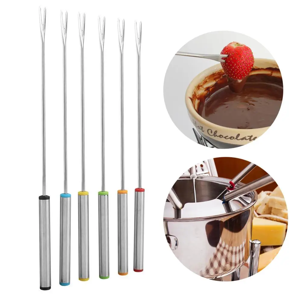6Pcs Stainless Steel Fondue Forks Dessert Server Skewer Forks With Heat Resistant Handle, Silver
6Pcs Stainless Steel Fondue Forks Dessert Server Skewer Forks With Heat Resistant Handle, Silver