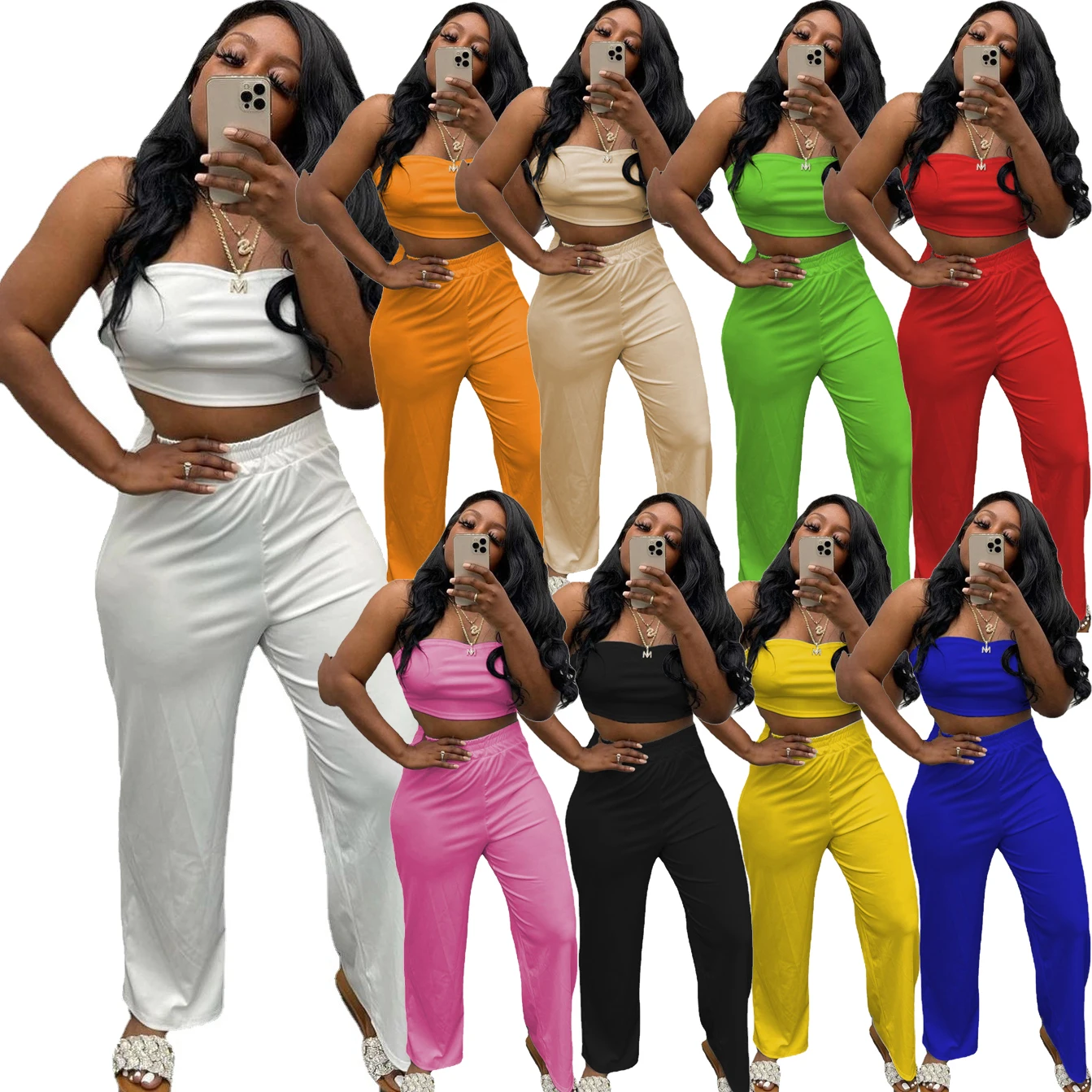 New arrivals summer two-piece suit female tube top + full-length pants casual solid color yoga sports two-piece suit
New arrivals summer two-piece suit female tube top + full-length pants casual solid color yoga sports two-piece suit