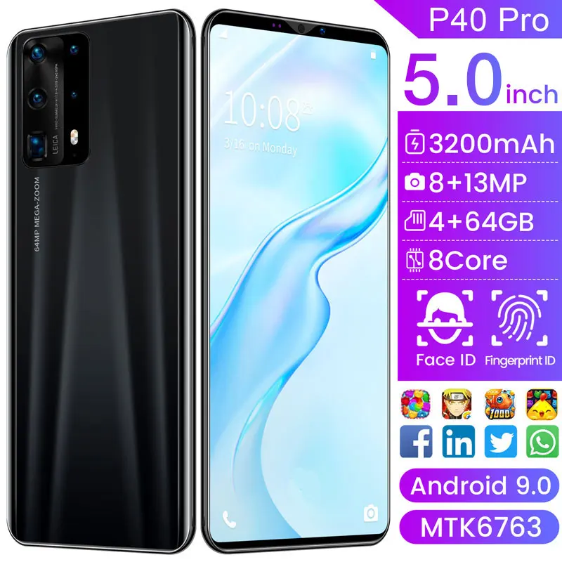 Smart phone Online P40 Pro android gaming mobile phone 5.0 Inch 4GB+64GB mobile phone store
Smart phone Online P40 Pro android gaming mobile phone 5.0 Inch 4GB+64GB mobile phone store