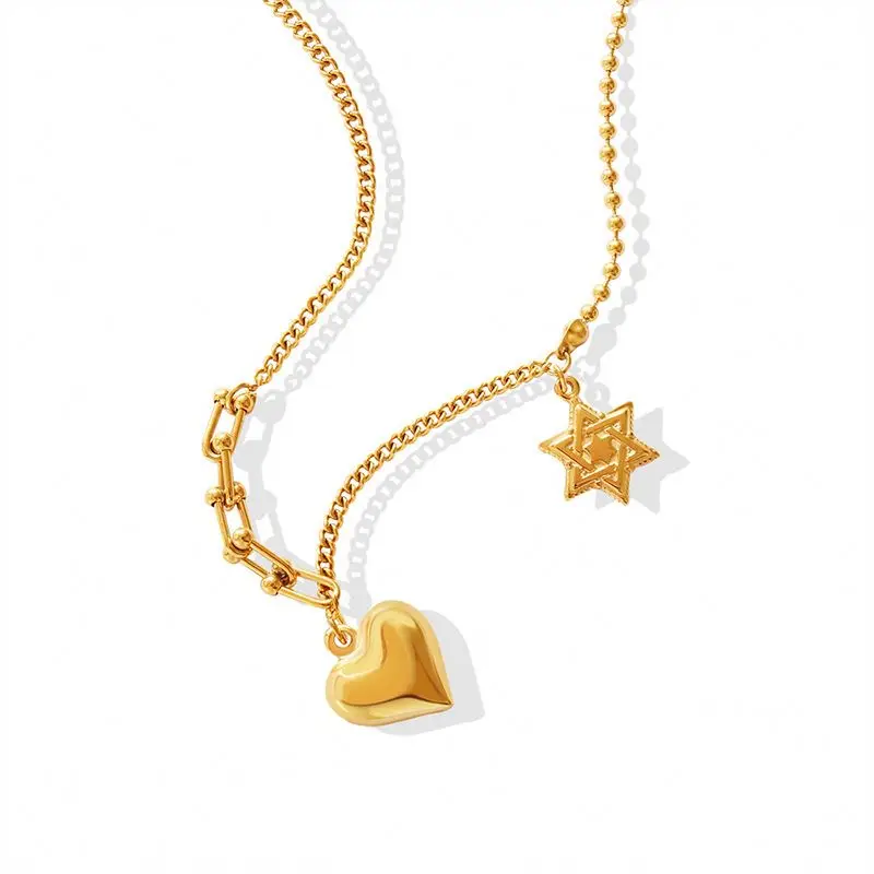 Hot Sale Hip Hop Punk Five Pointed Star Heart Pendant Necklace Three Dimensional Heart Necklace Custom Necklace, 1 color
Hot Sale Hip Hop Punk Five Pointed Star Heart Pendant Necklace Three Dimensional Heart Necklace Custom Necklace, 1 color