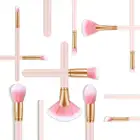 banfi trade assurance hot selling cosmetic brush kit pink handle eyes and fascial makeup brush set 10pcs