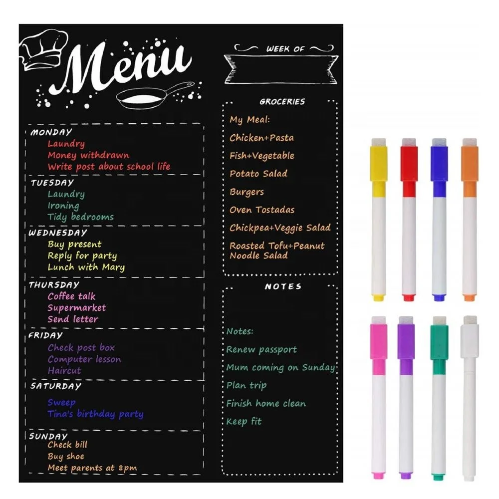 MoKo 16x12" Magnetic Weekly Menu Board with 8 Color Markers for Kitchen Refrigerator
MoKo 16x12" Magnetic Weekly Menu Board with 8 Color Markers for Kitchen Refrigerator