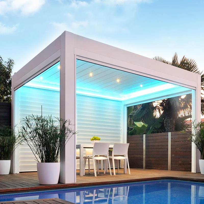 high quality waterproof metal garden pavilion gazebo courtyard moonlight awning LED gazebos Aluminum Pergola Gazebo
high quality waterproof metal garden pavilion gazebo courtyard moonlight awning LED gazebos Aluminum Pergola Gazebo