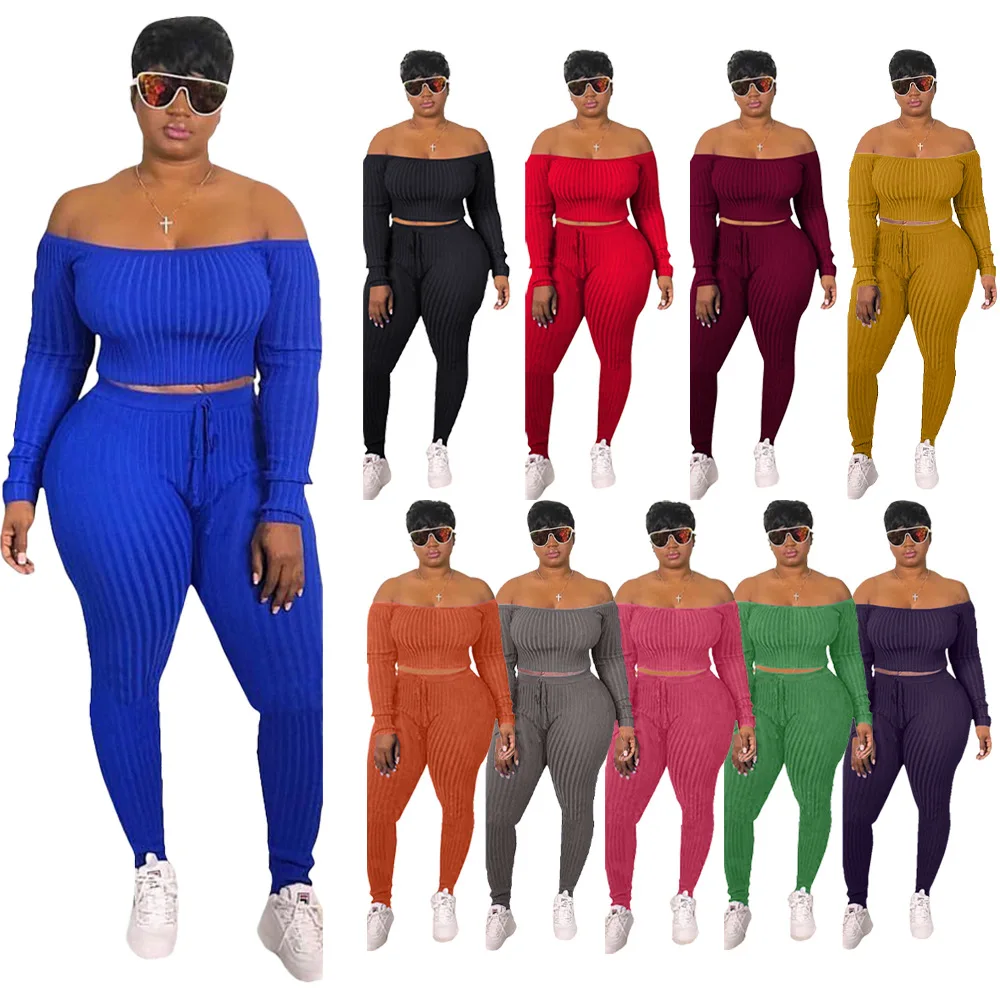 Plus Size Fall Women Clothing 2021 Sexy Two Piece Sets Off Shoulder Rib Knit Casual Bodycon Outfits For Women
Plus Size Fall Women Clothing 2021 Sexy Two Piece Sets Off Shoulder Rib Knit Casual Bodycon Outfits For Women