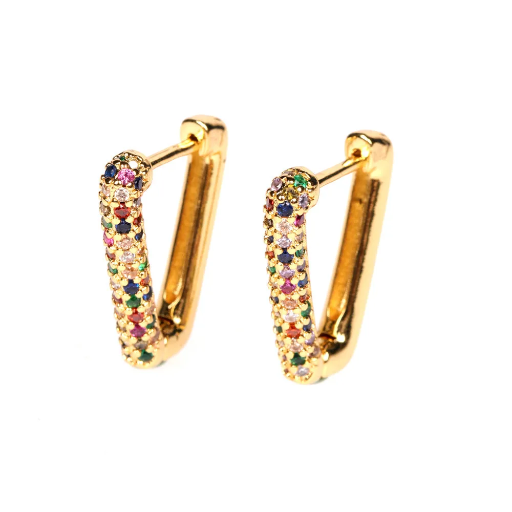 Fashion Real 18K Gold Plated CZ Cubic Zirconia V Shape Earrings Rainbow Crystal Geometric Earring For Women
Fashion Real 18K Gold Plated CZ Cubic Zirconia V Shape Earrings Rainbow Crystal Geometric Earring For Women