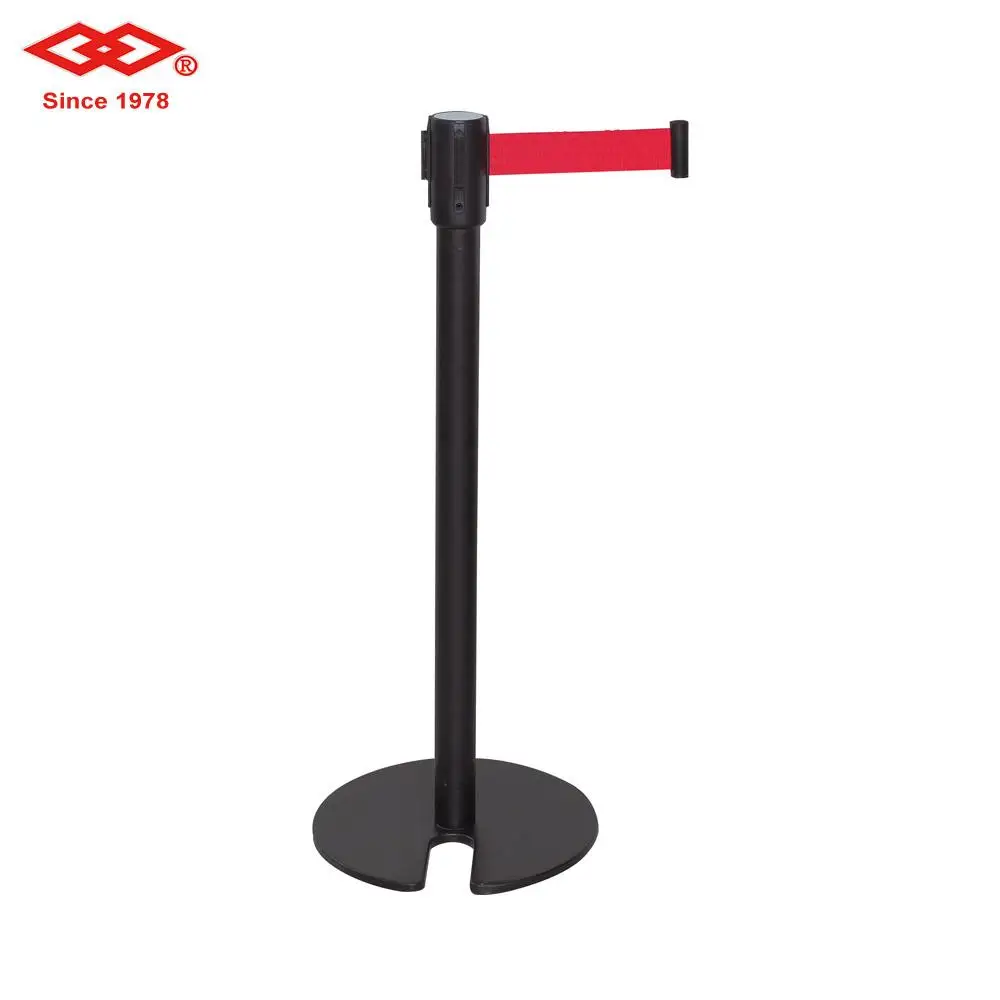 Safety indoor retractable metal queue stand pole barrier for airport