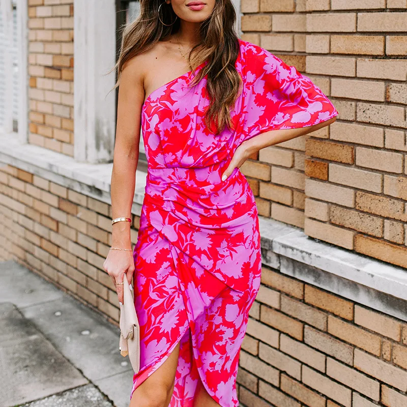 Women Casual Solid One Shoulder Sleeveless Bandage Sexy Irregular Dress vestido de mujer summer dress, As show
Women Casual Solid One Shoulder Sleeveless Bandage Sexy Irregular Dress vestido de mujer summer dress, As show