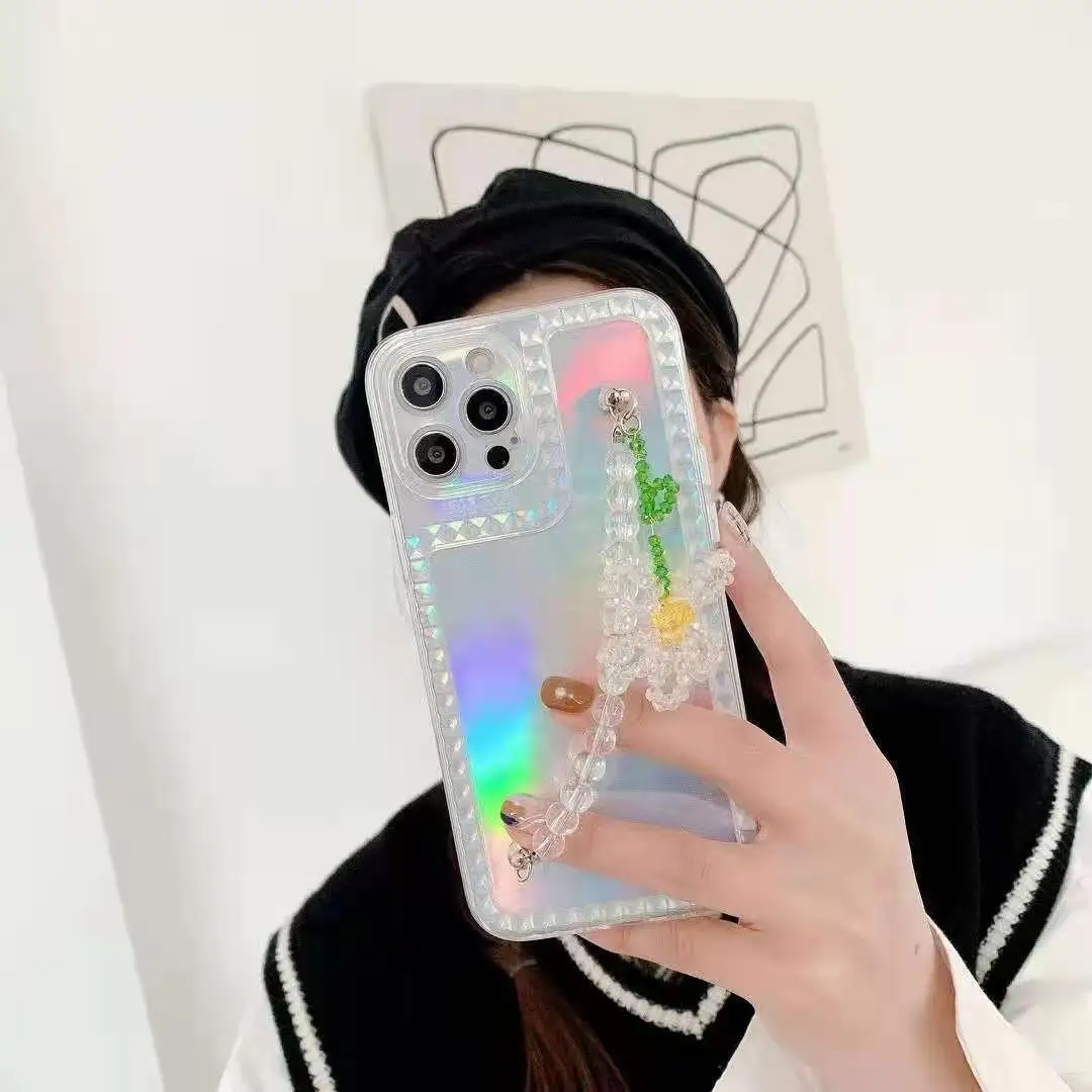 Wave point laser TPU transparent Phone Case for iPhone 12 case with Sun Flower Bracelet, Multi colors
Wave point laser TPU transparent Phone Case for iPhone 12 case with Sun Flower Bracelet, Multi colors