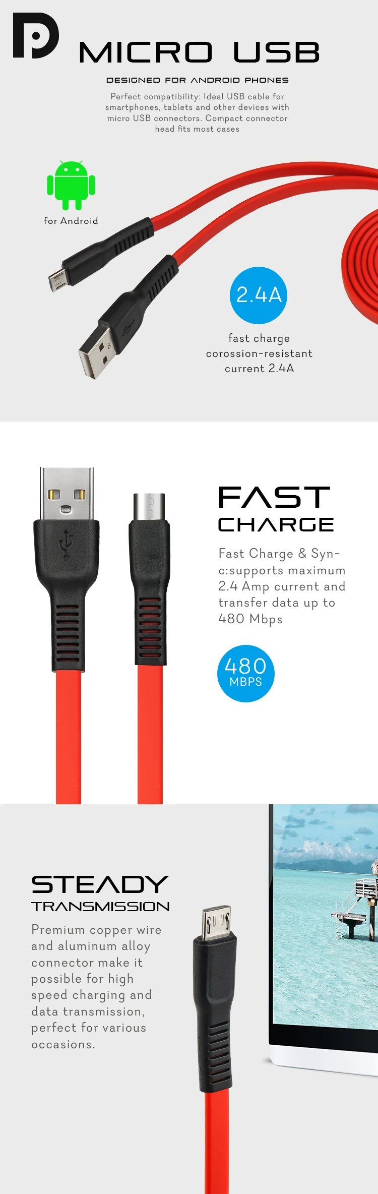 Micro Usb Cabel Android Charger Charging Data Cable 1m 2m For Phone cable usb charger - ANKUX.COM