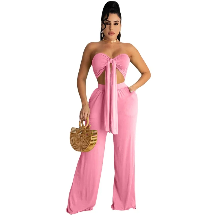 Fashion Style Sexy 2 Piece Set For Women Bandage Crop Tops Wide Leg Pants Summer Ladies Street Outfits, Picture shows
Fashion Style Sexy 2 Piece Set For Women Bandage Crop Tops Wide Leg Pants Summer Ladies Street Outfits, Picture shows