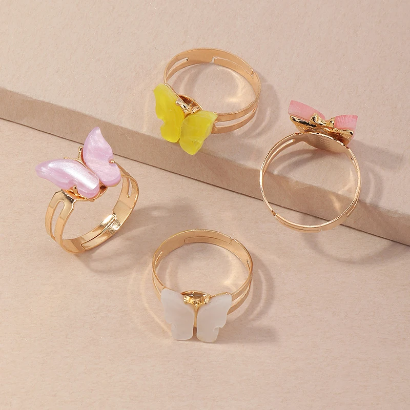 4Pcs/set Wholesale Fashion Colorful Acrylic Butterfly Ring Jewelry Dainty Butterfly Ring For Girls
4Pcs/set Wholesale Fashion Colorful Acrylic Butterfly Ring Jewelry Dainty Butterfly Ring For Girls