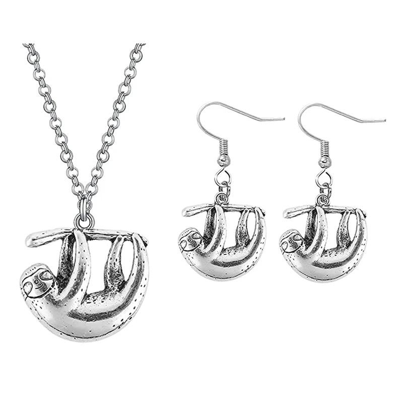 Cute Sloth Dangle Earrings Antique Silver Plated Sloth Pendant Necklaces For Women Men Boys Girls Gift
Cute Sloth Dangle Earrings Antique Silver Plated Sloth Pendant Necklaces For Women Men Boys Girls Gift