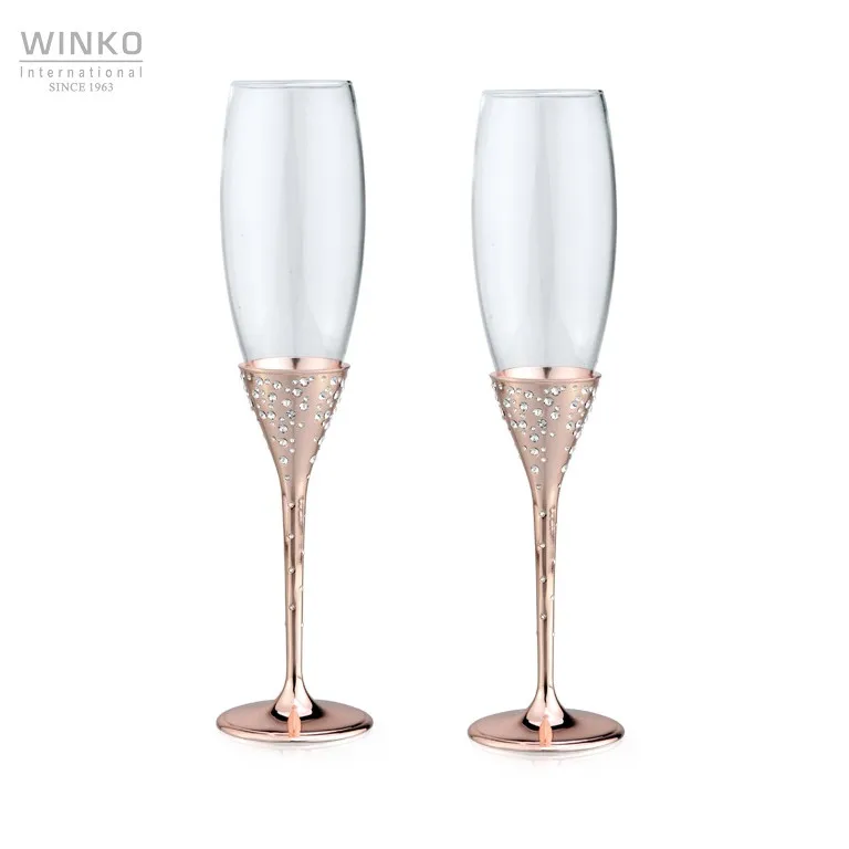 Set Of 2 Rose Gold Champagne Glass With Clear Crystal Wedding Toasting Flutes Wedding Champagne Couples For Party Decorations
Set Of 2 Rose Gold Champagne Glass With Clear Crystal Wedding Toasting Flutes Wedding Champagne Couples For Party Decorations