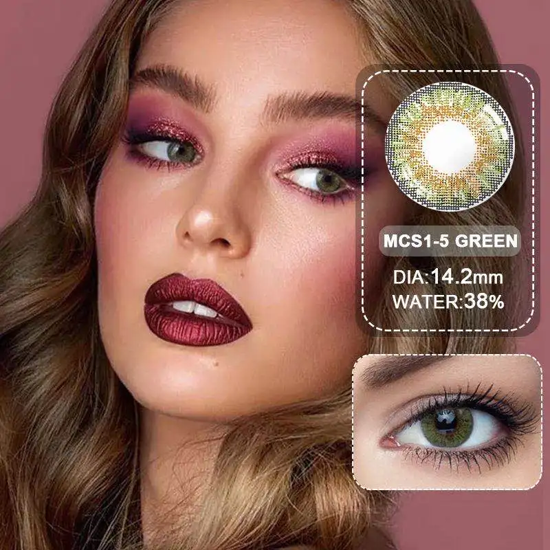 

Hot selling fresh beauty looking natural yearly ocean aurora tri color contact lens