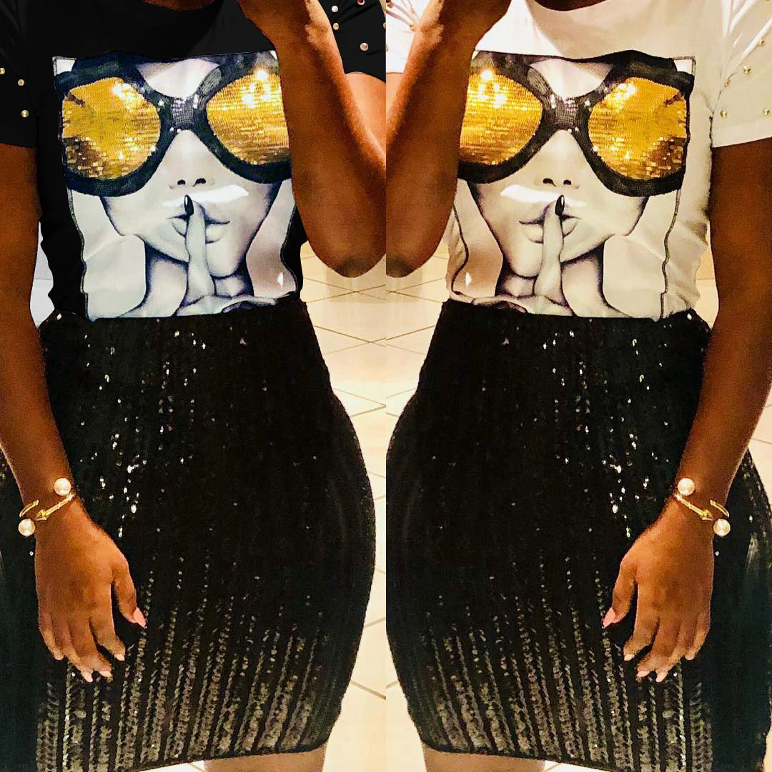 2020 Fashion Glasses Sequins Printed Applique Beaded Short-sleeved Ladies T-shirt Spring 202004236214
2020 Fashion Glasses Sequins Printed Applique Beaded Short-sleeved Ladies T-shirt Spring 202004236214
