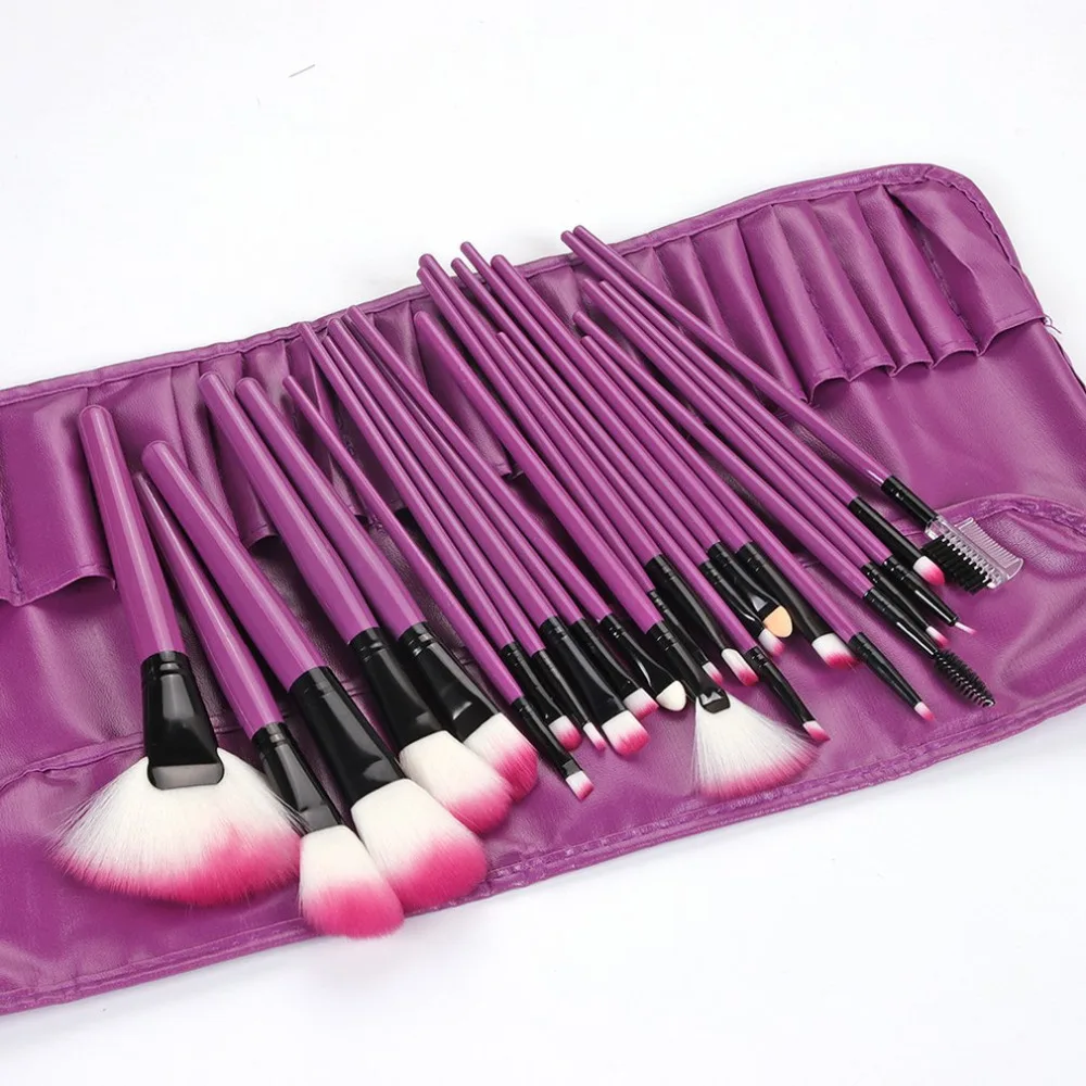 

Professional Soft 24pcs Makeup Brushes Set Cosmetic Make Up Tools Foundation Eyeshadow Blush Kits + Leather Bag maquiagem