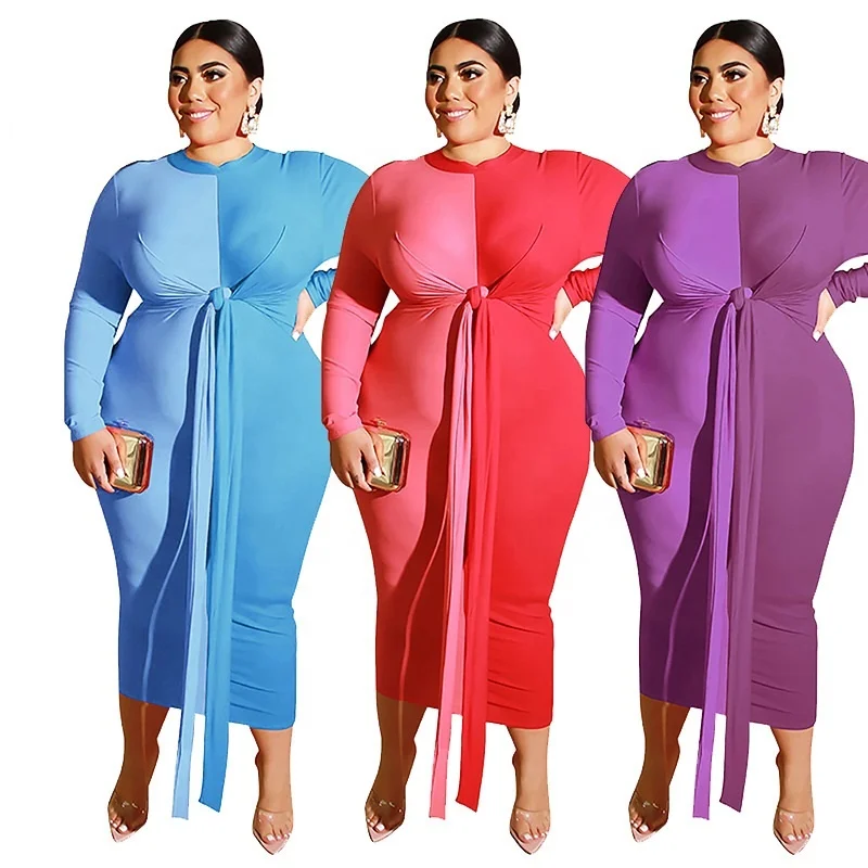 2021 New two tone spliced knitting pencial maxi dresses cloth with belt patchwork women plus size dress
2021 New two tone spliced knitting pencial maxi dresses cloth with belt patchwork women plus size dress