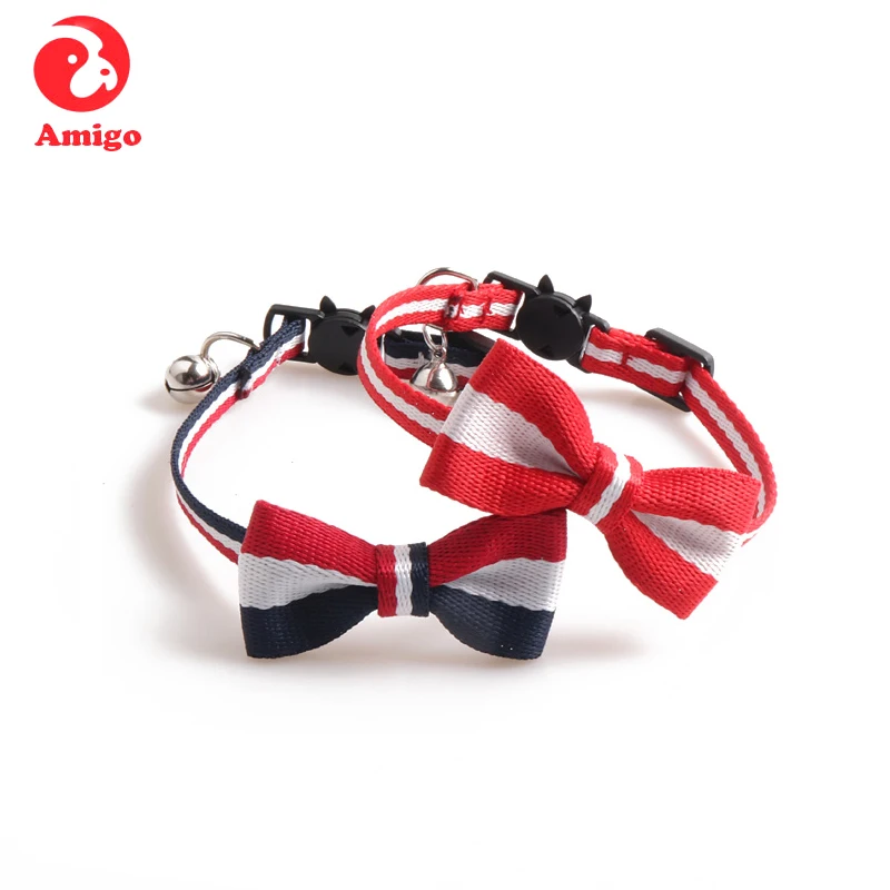 Amigo stocked pet collar making supplies adjustable necklace print logo fashion cute nylon bowtie puppy cat collar with bell, Red+white/blue+red+white
Amigo stocked pet collar making supplies adjustable necklace print logo fashion cute nylon bowtie puppy cat collar with bell, Red+white/blue+red+white